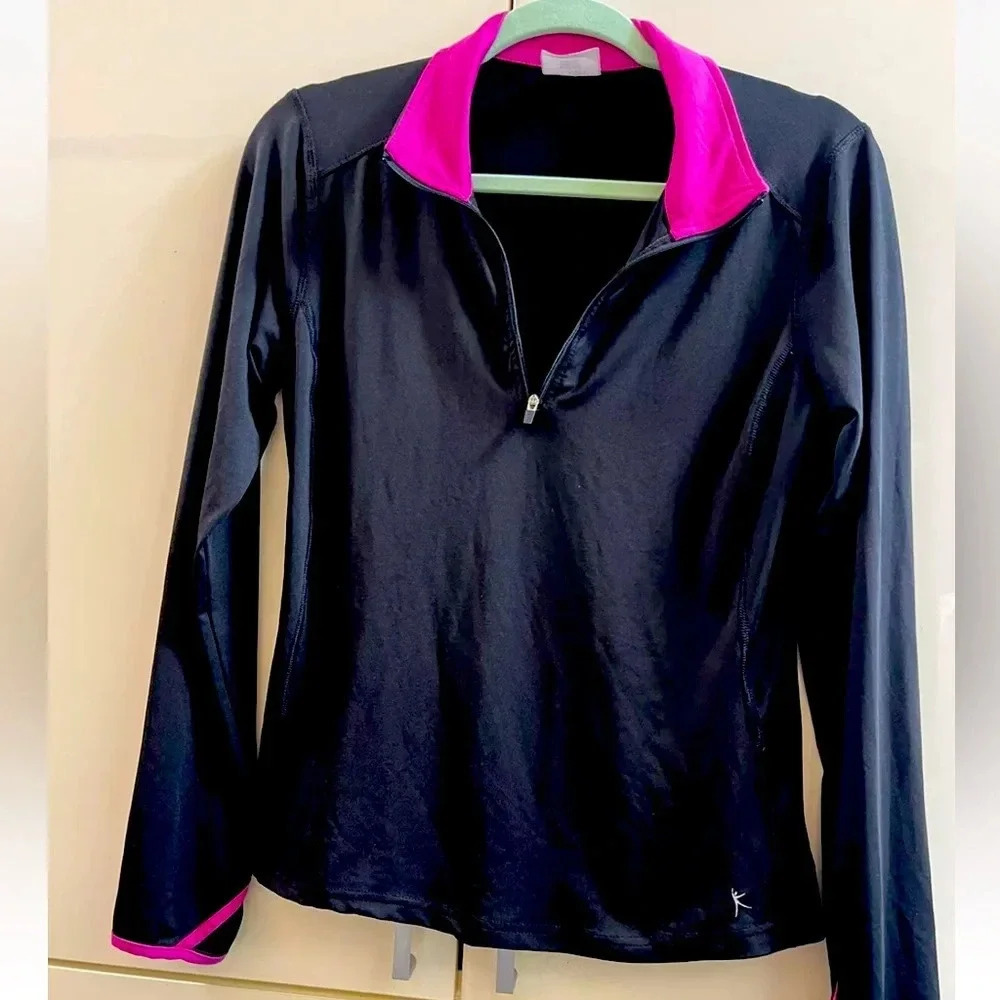 Danskin yoga sport jacket women's large, black zip long sleeves size S 4-6